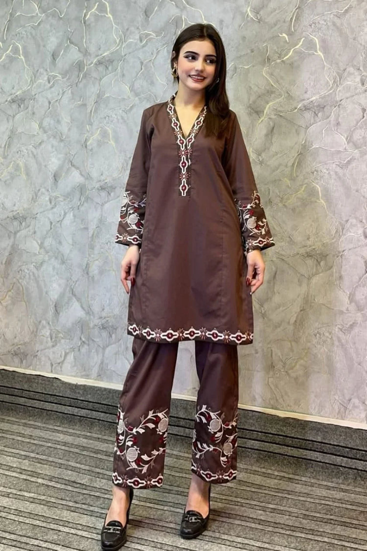 Embroidered 2-Piece Cotton Co-Ord Set - Urban Cut