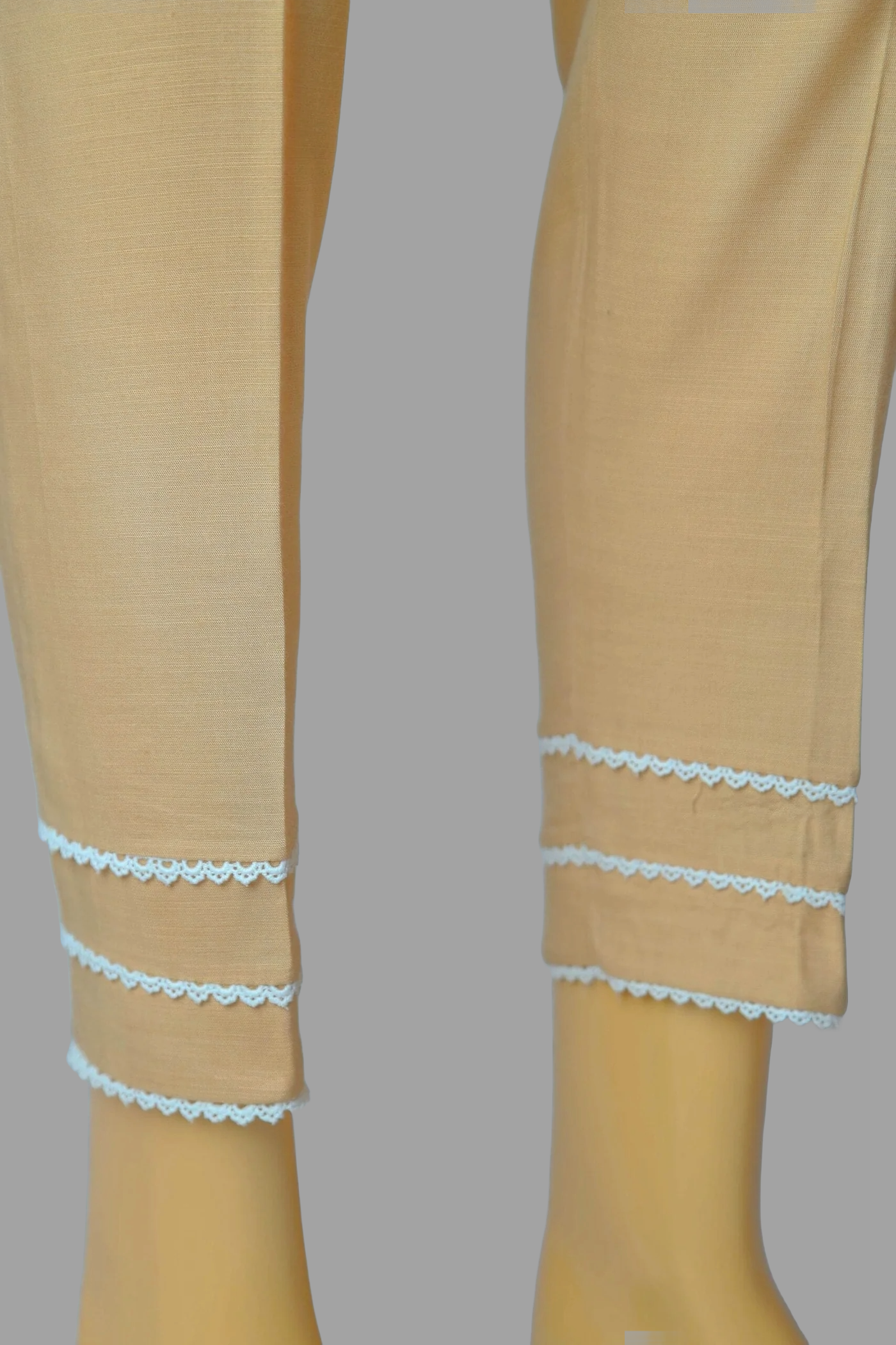 Linen Viscose Fabric Stitched Trouser with Three white Laces