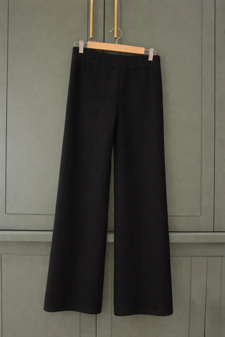 Warm Knit Sweater High-Waist Wide-Leg Pants Set - Velora