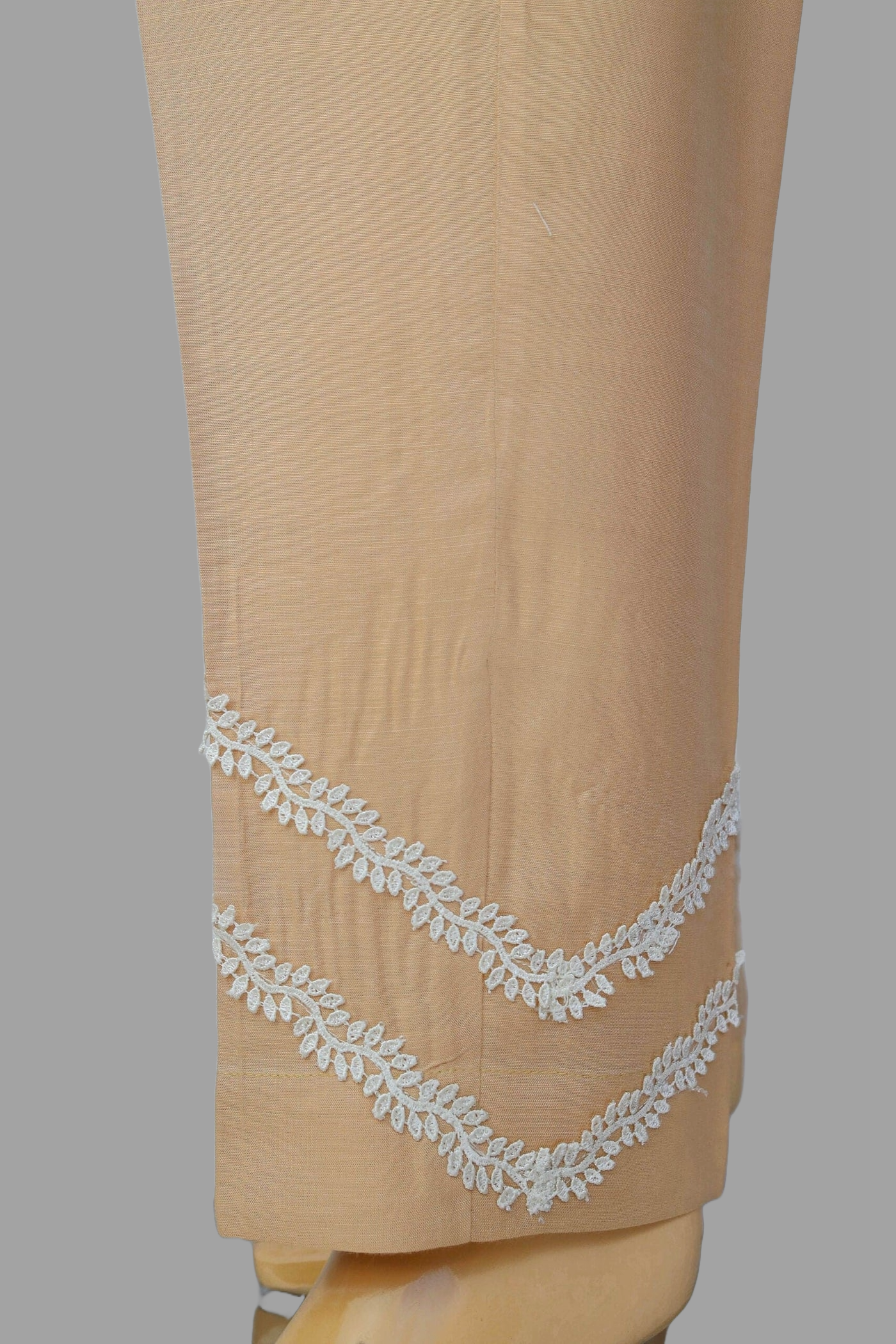 Linen Viscose Fabric  Stitched Trouser with Wave Laces