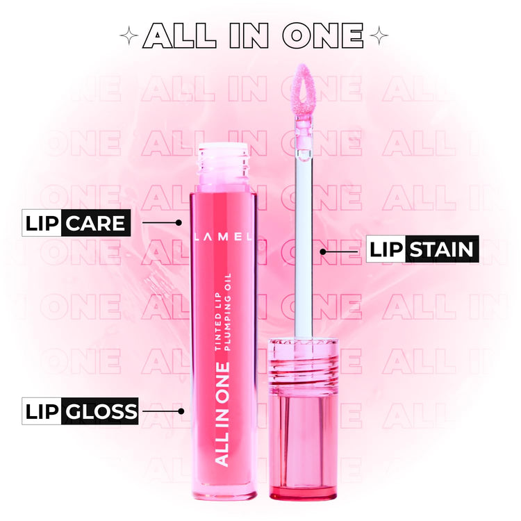 LAMEL All in One Lip Tinted Plumping Oil №402 Pink Sparkle 3ml