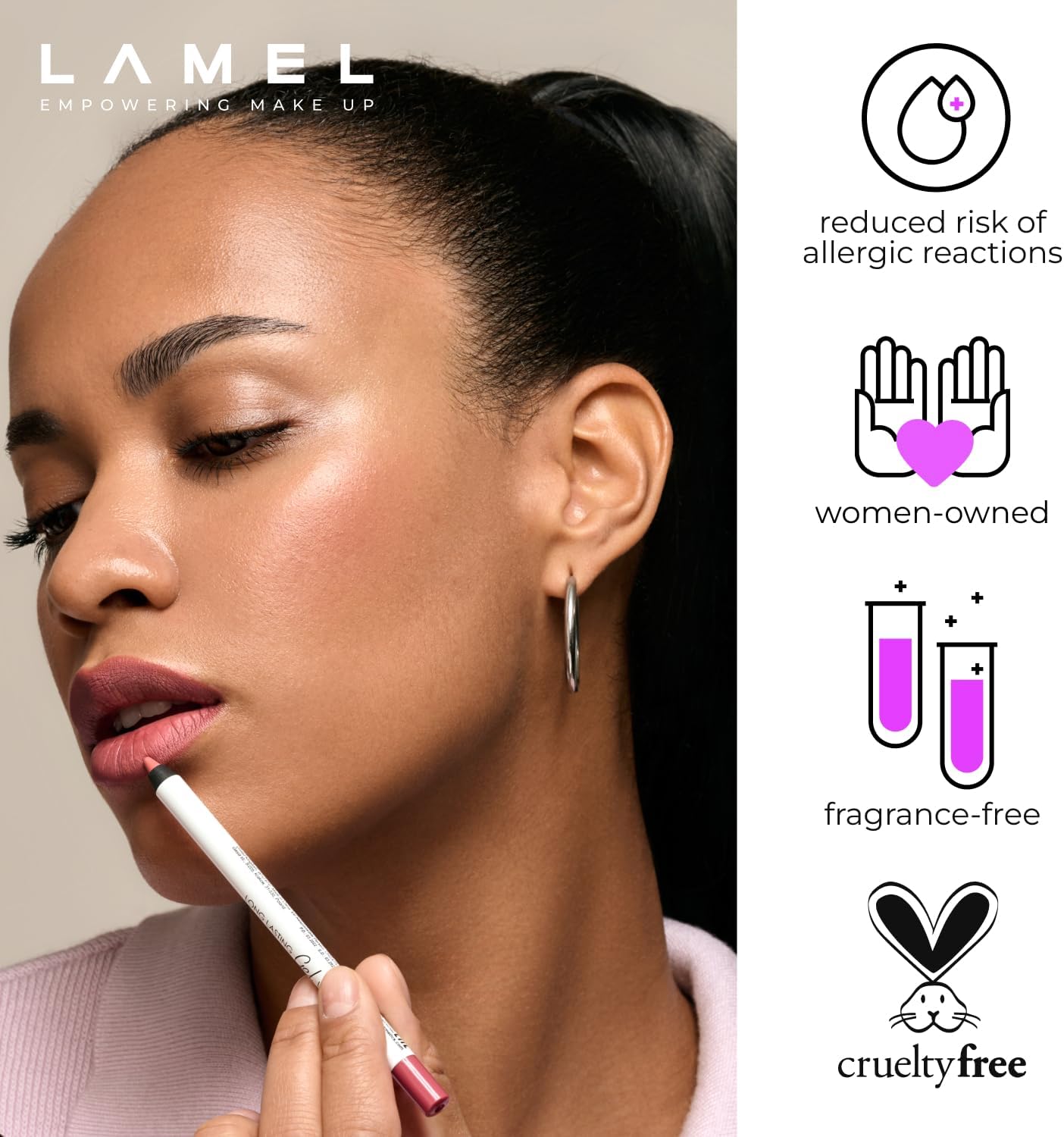 LAMEL Long lasting Gel Lip Liner №408 Pink Plum