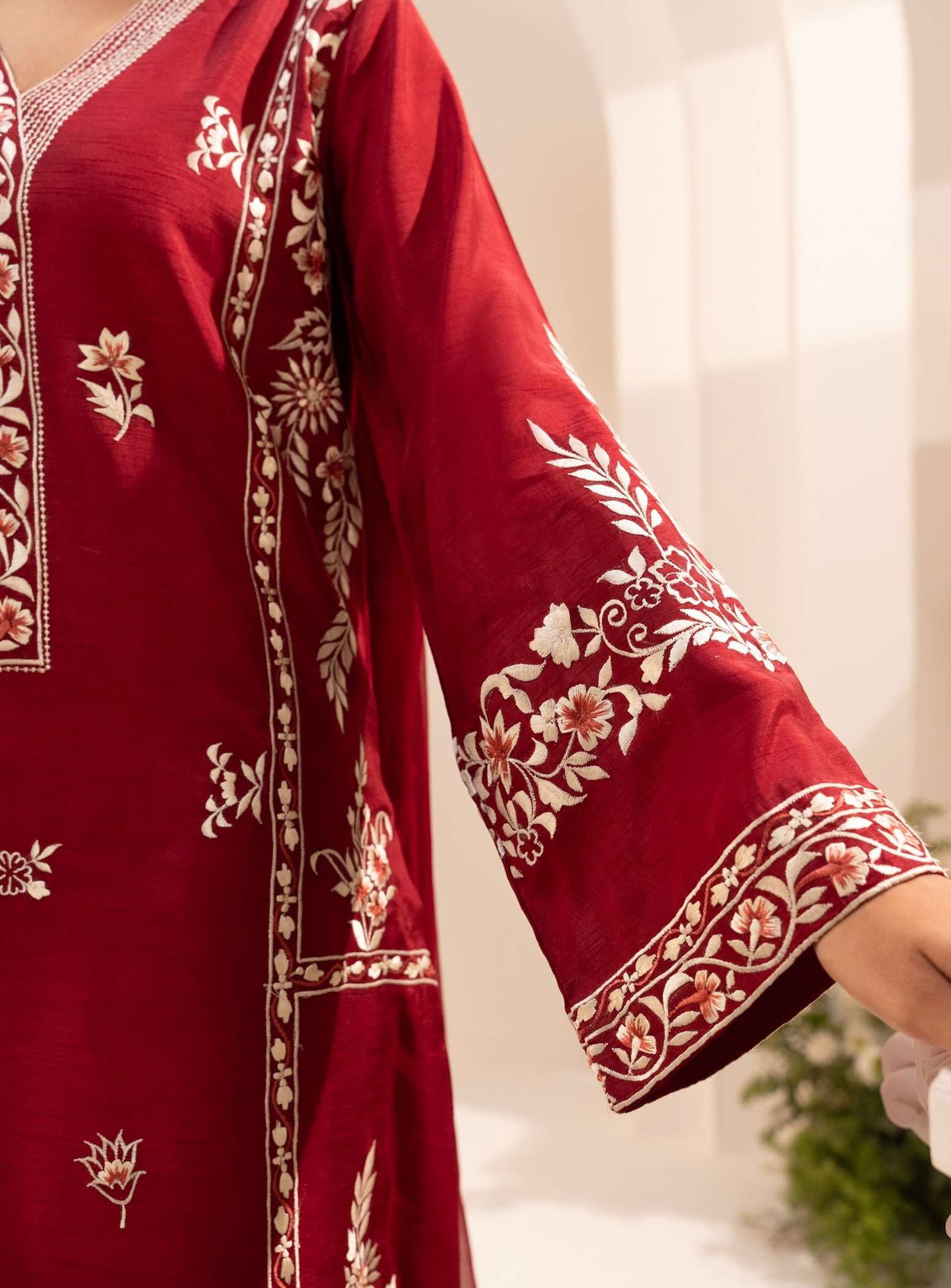 Red RoYal 3 Pc EMB - Tawakal Closet