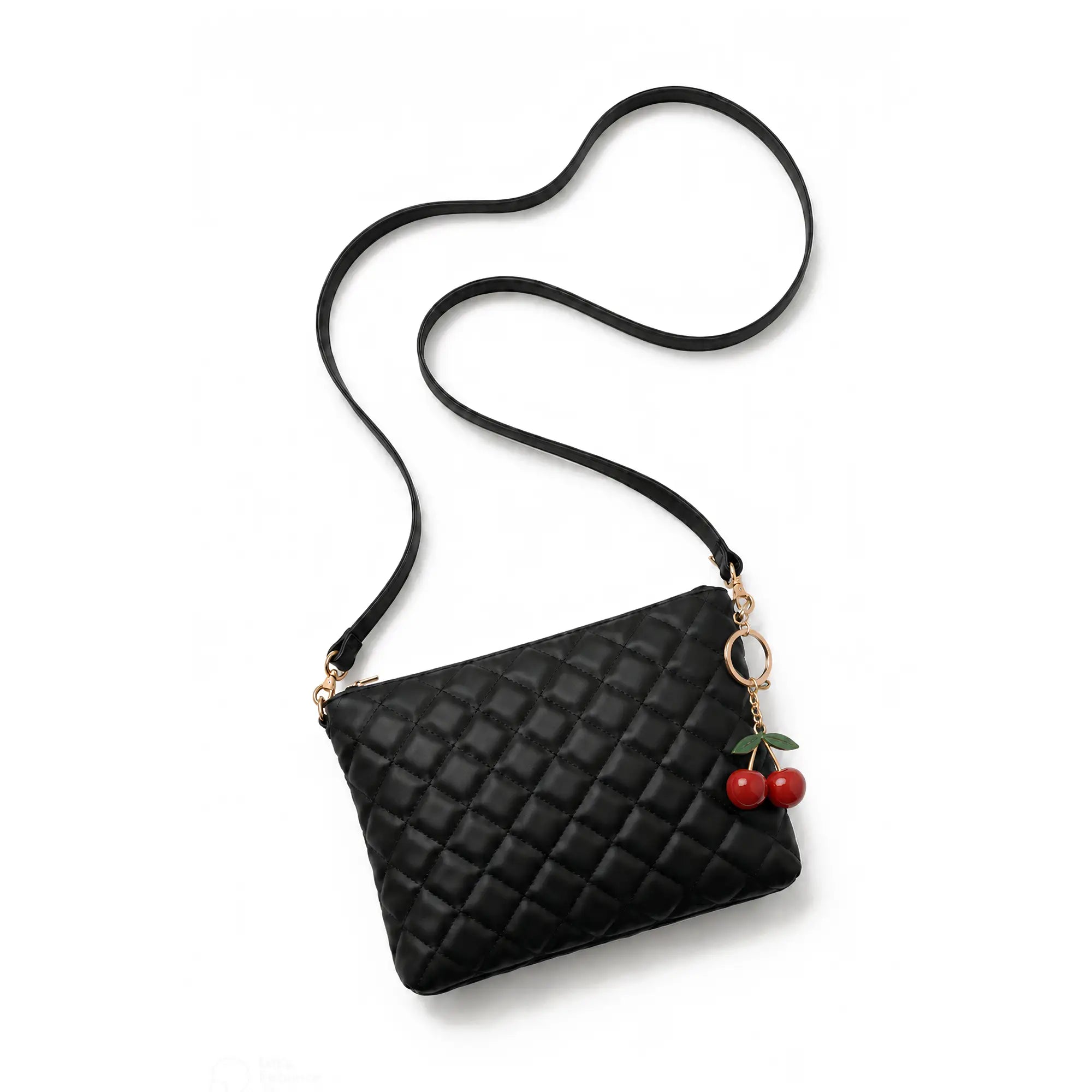 Mini Quilted Crossbody Bag - Black - HBH