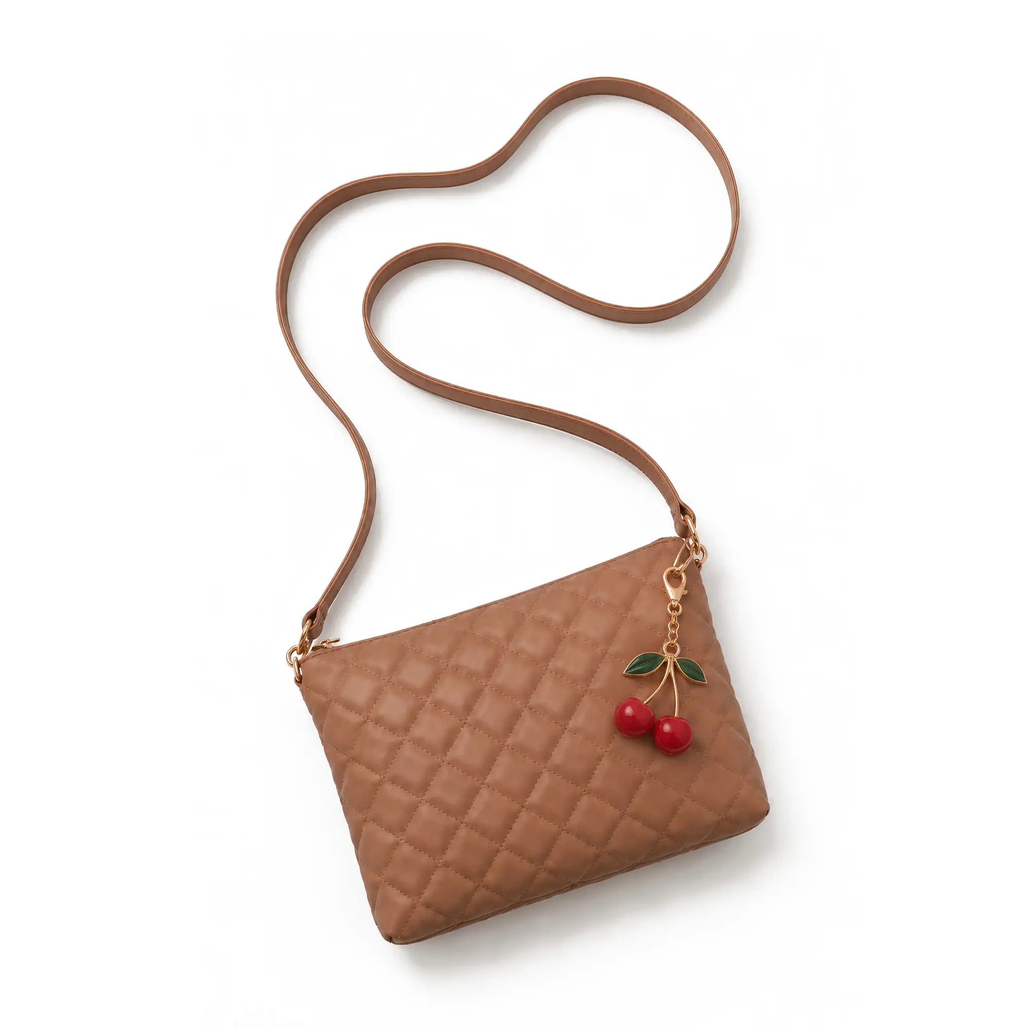 Mini Quilted Crossbody Bag - Brown - HBH