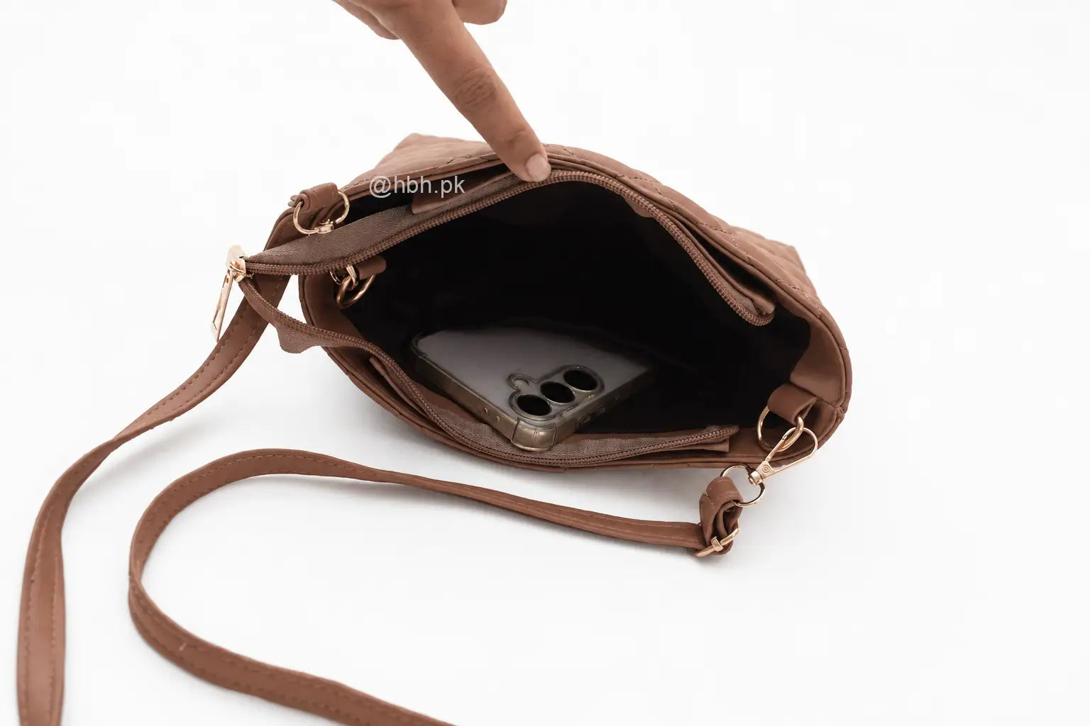 Mini Quilted Crossbody Bag - Brown - HBH