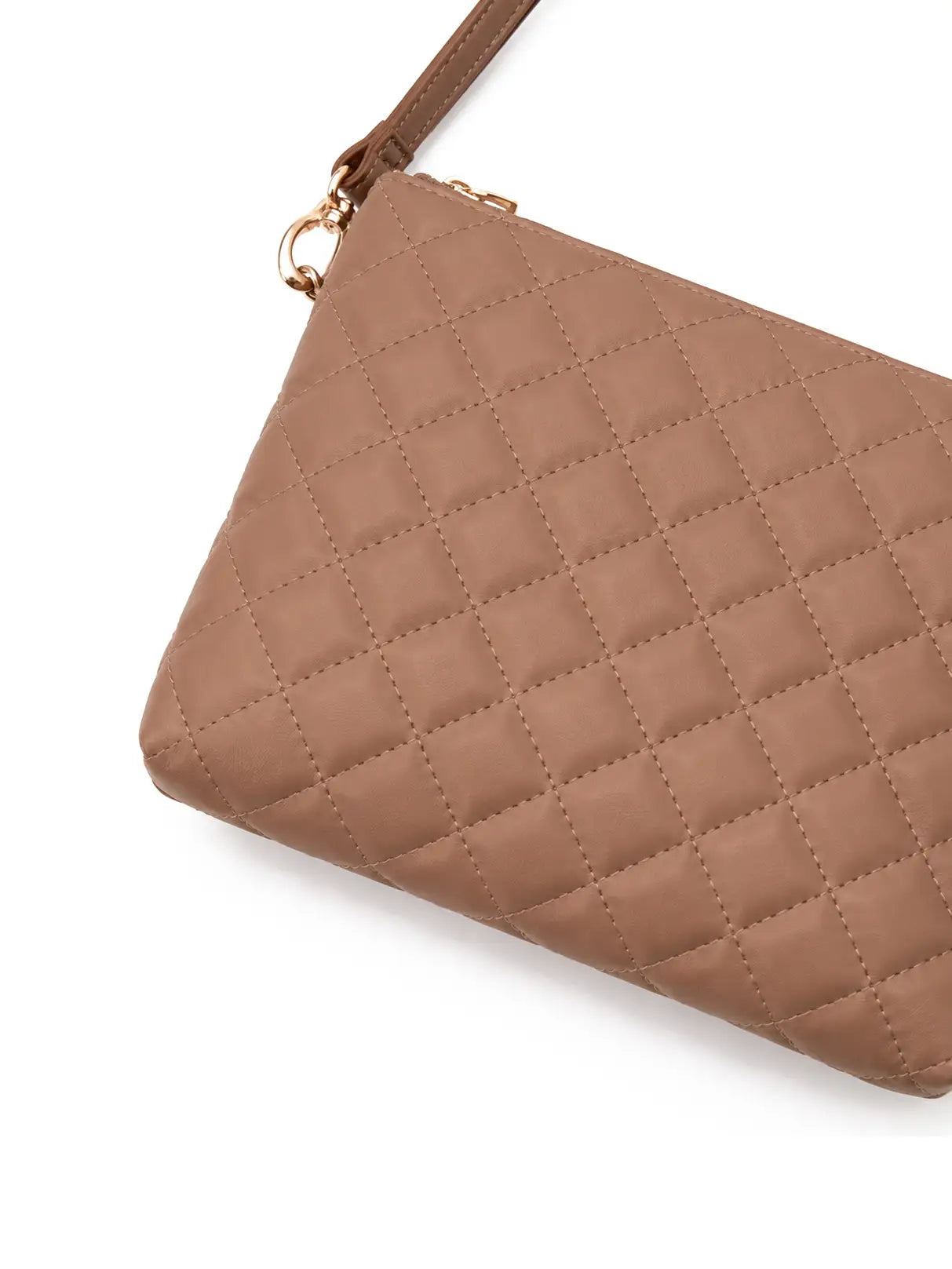 Mini Quilted Crossbody Bag - Brown - HBH