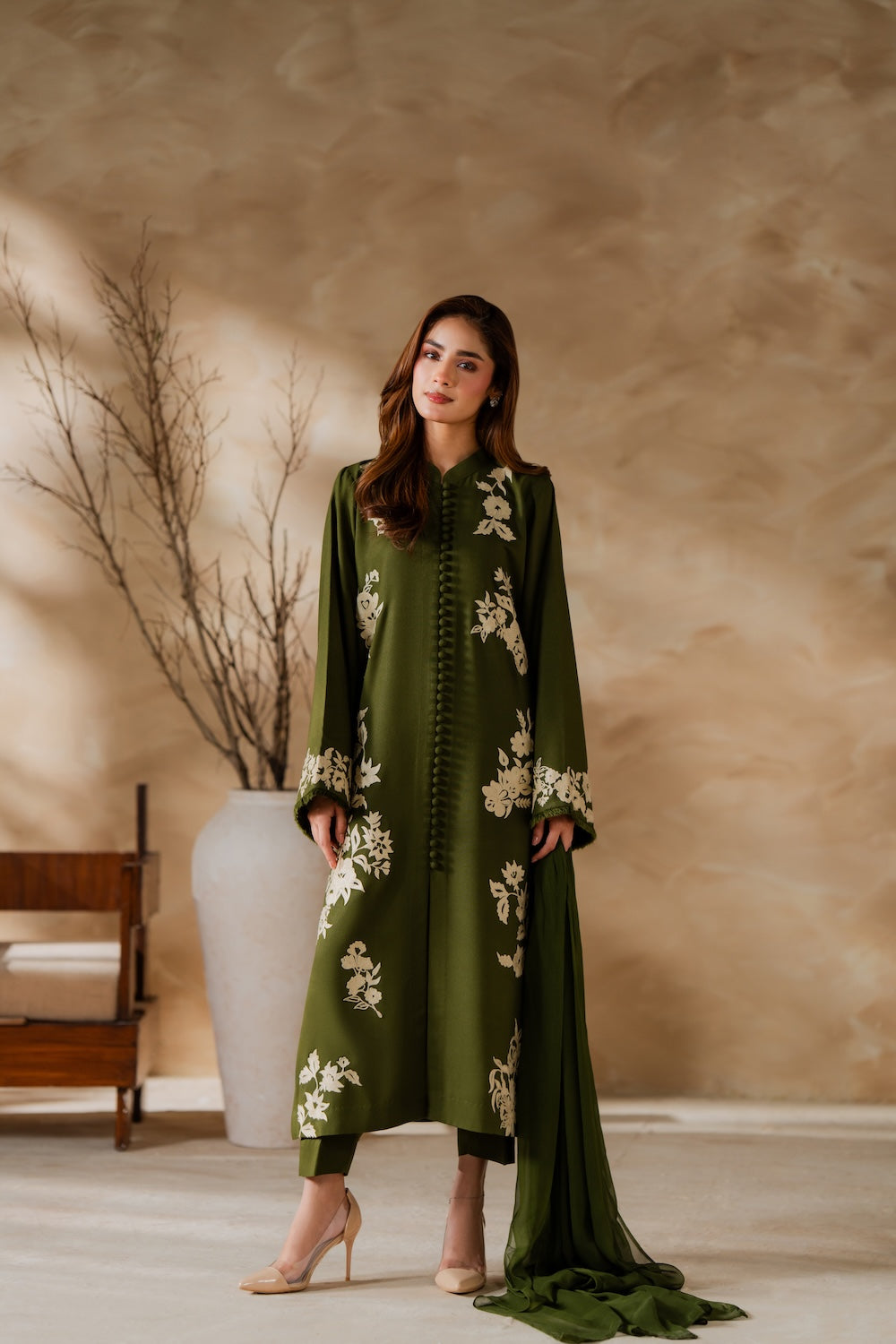 Mehndi Emb 3Pc Stitched - Tawakal Closet