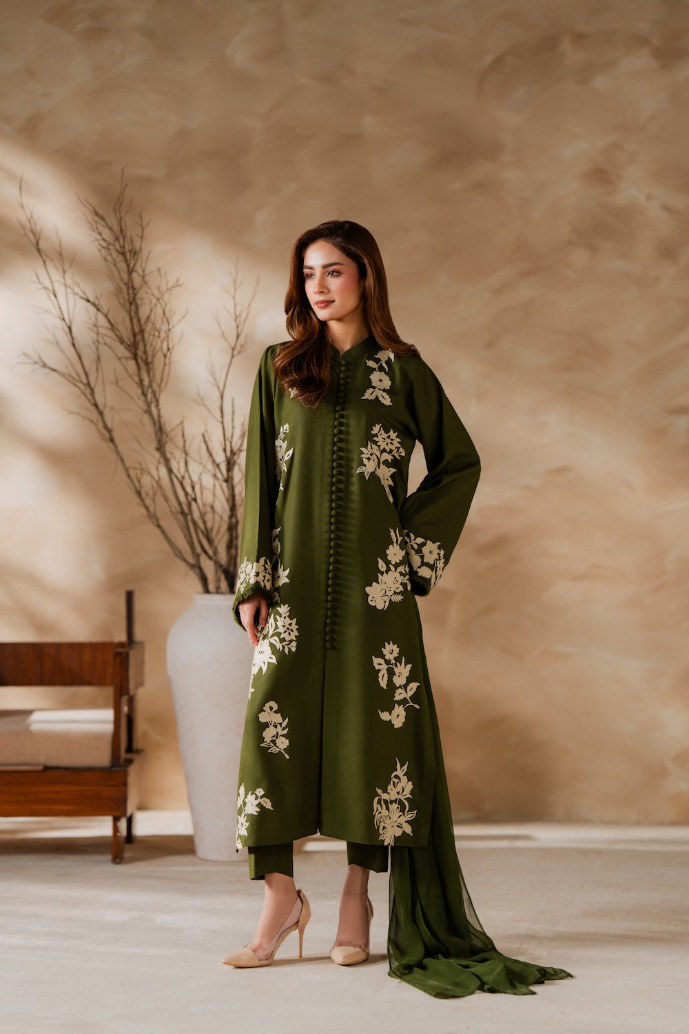 Mehndi Emb 3Pc Stitched - Tawakal Closet