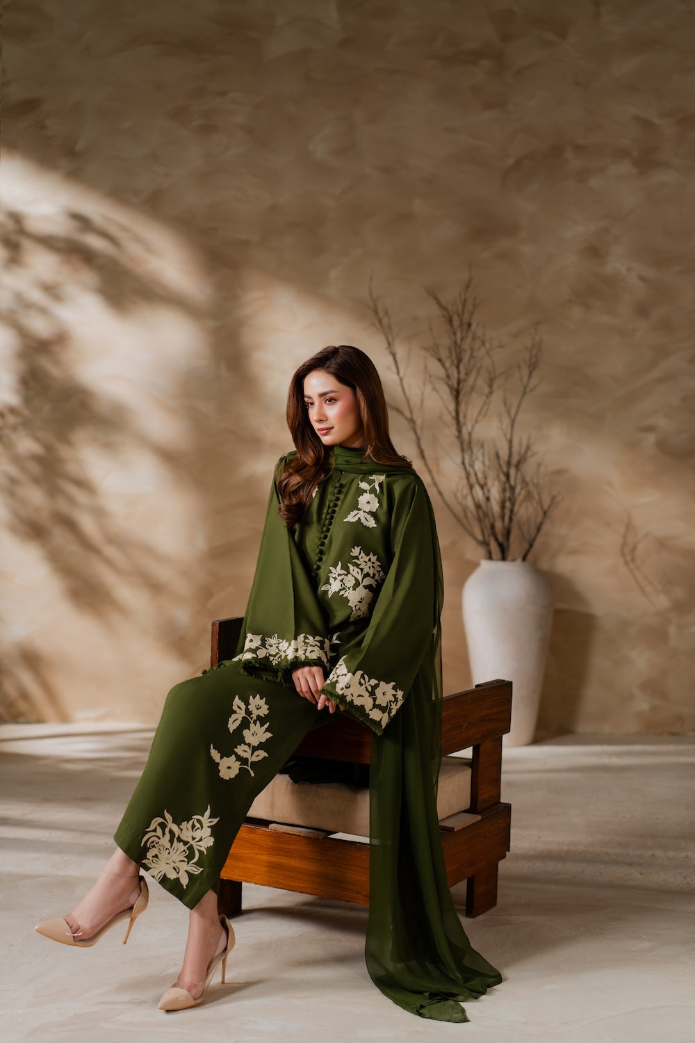 Mehndi Emb 3Pc Stitched - Tawakal Closet