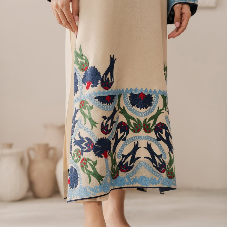 Cream Alishba 3-Piece Stitched Embroidered - Tawakal Closet