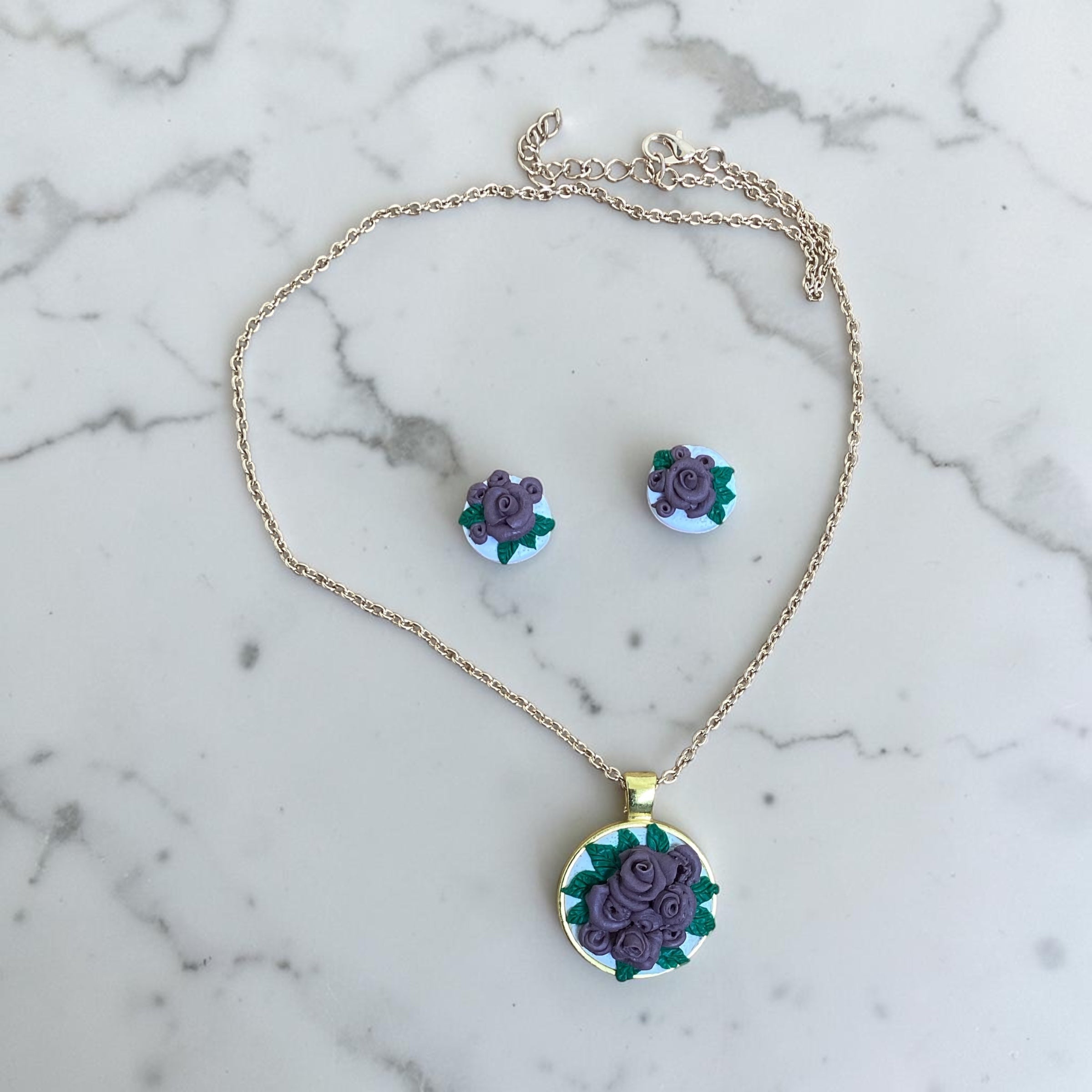 Rose bouquet- Jewelry Set 4 piece - Clay Boutique