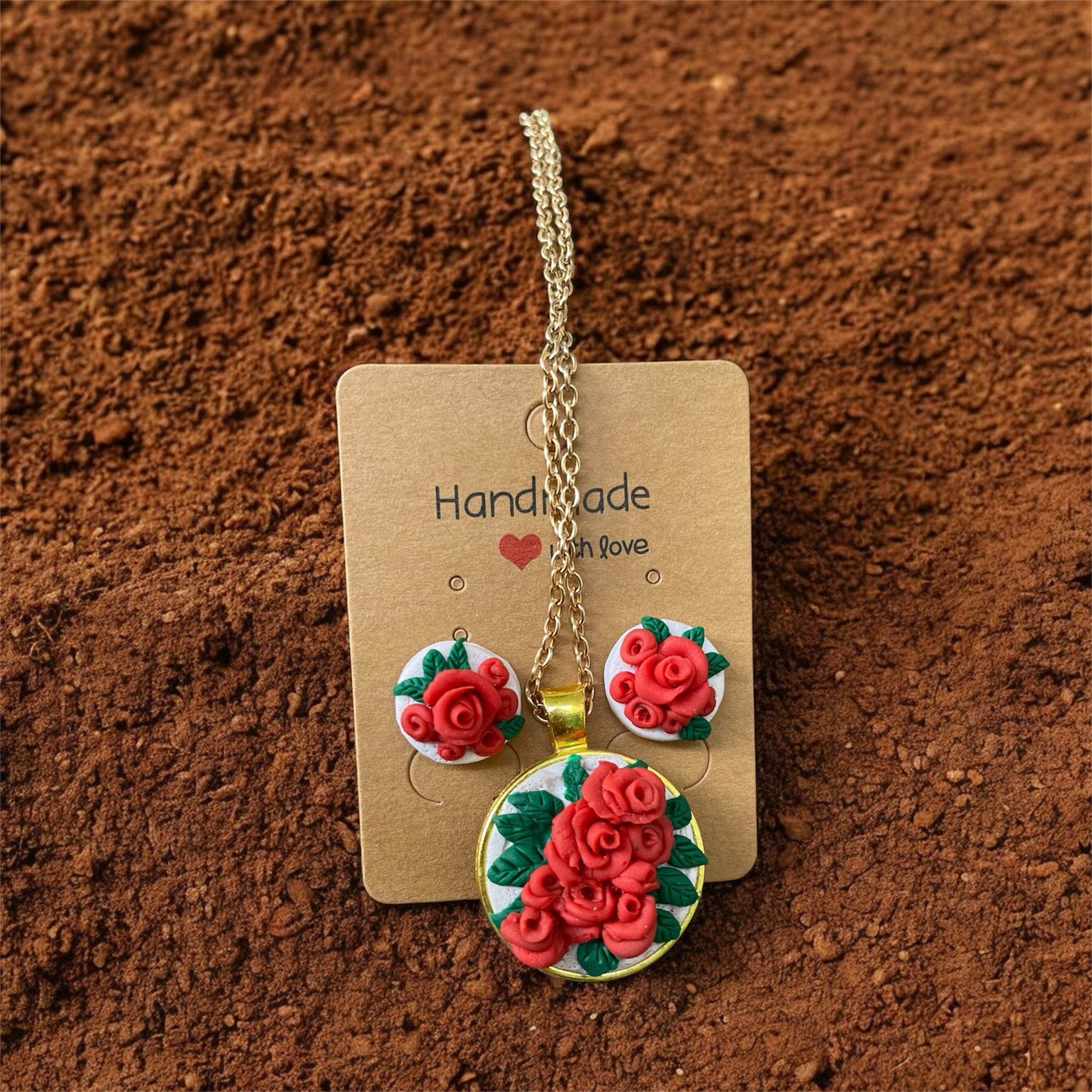 Rose bouquet- Jewelry Set 4 piece - Clay Boutique