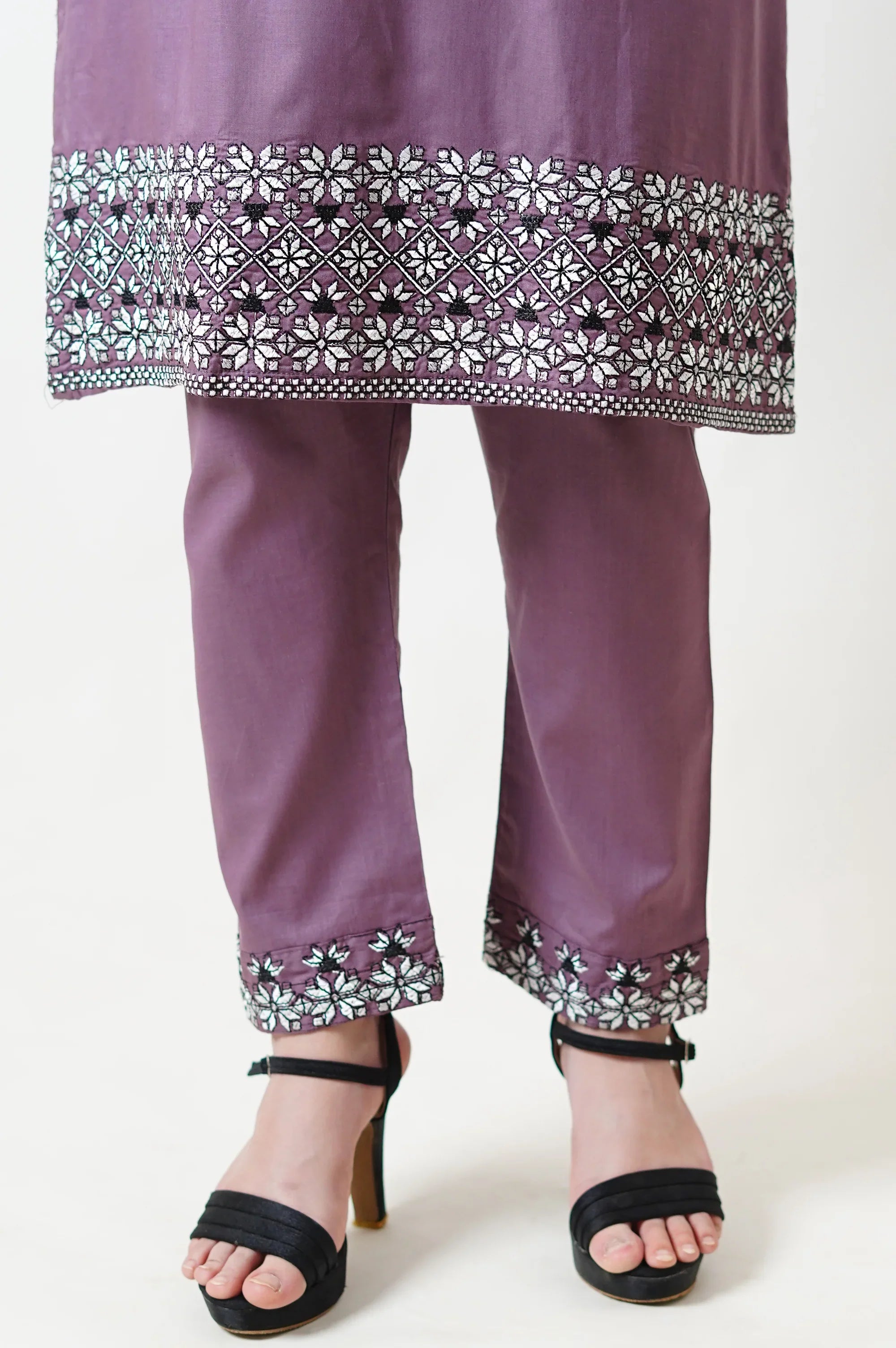Embroidered Purple Kurti - HBH