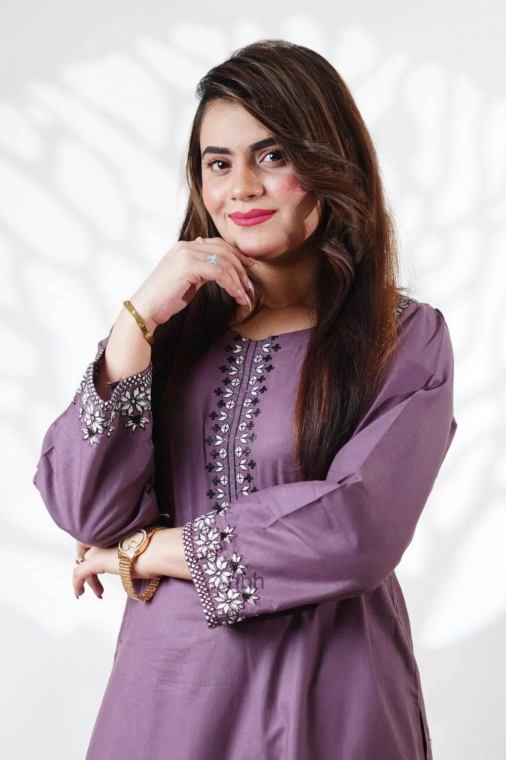 Embroidered Purple Kurti - HBH