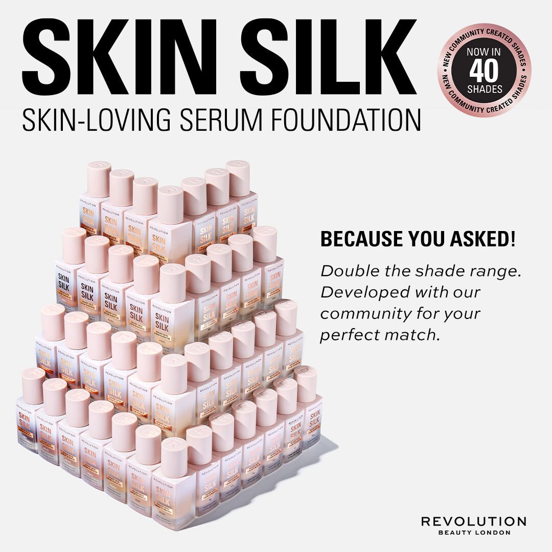 Revolution Skin Silk Radiant Satin Serum Foundation F4 23ml