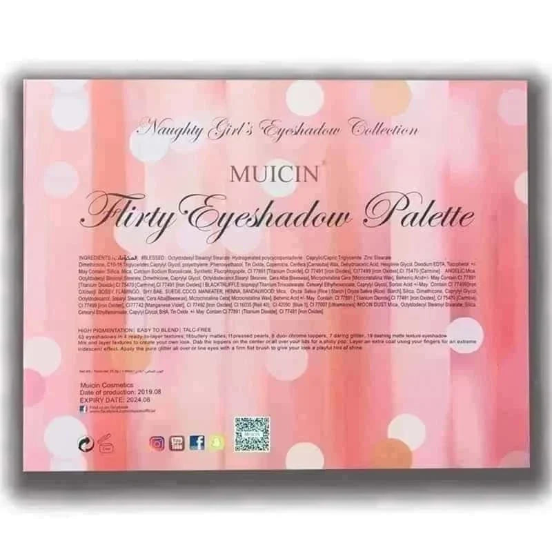 Flirty Velvet Matte & Glitter 63 Colors Eyeshadow Palette - Muicin