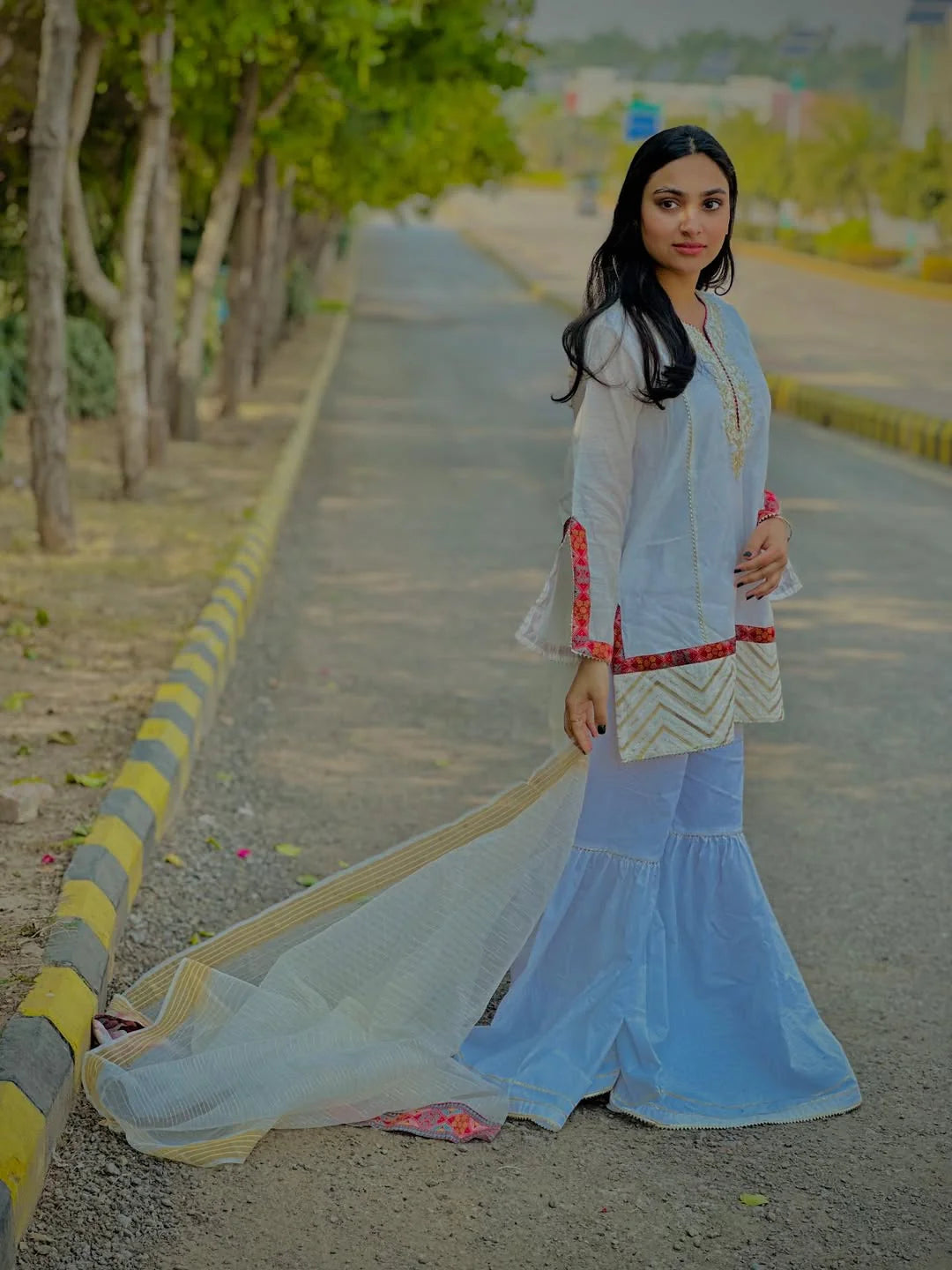 Elegant White Sharara Pants for Women