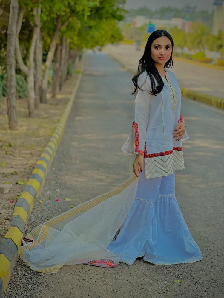 Elegant White Sharara Pants For Women - Urban Cut