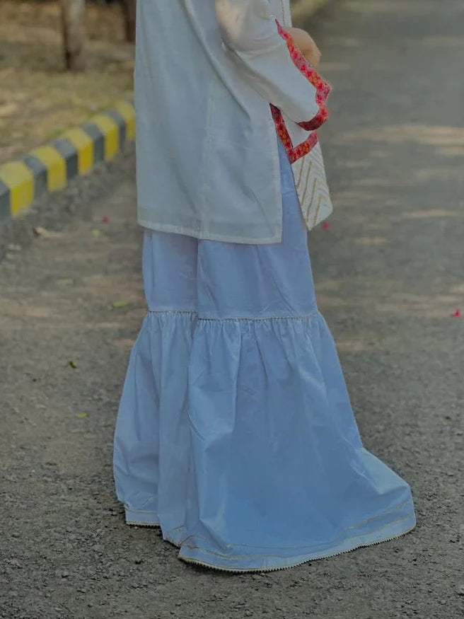 Elegant White Sharara Pants for Women