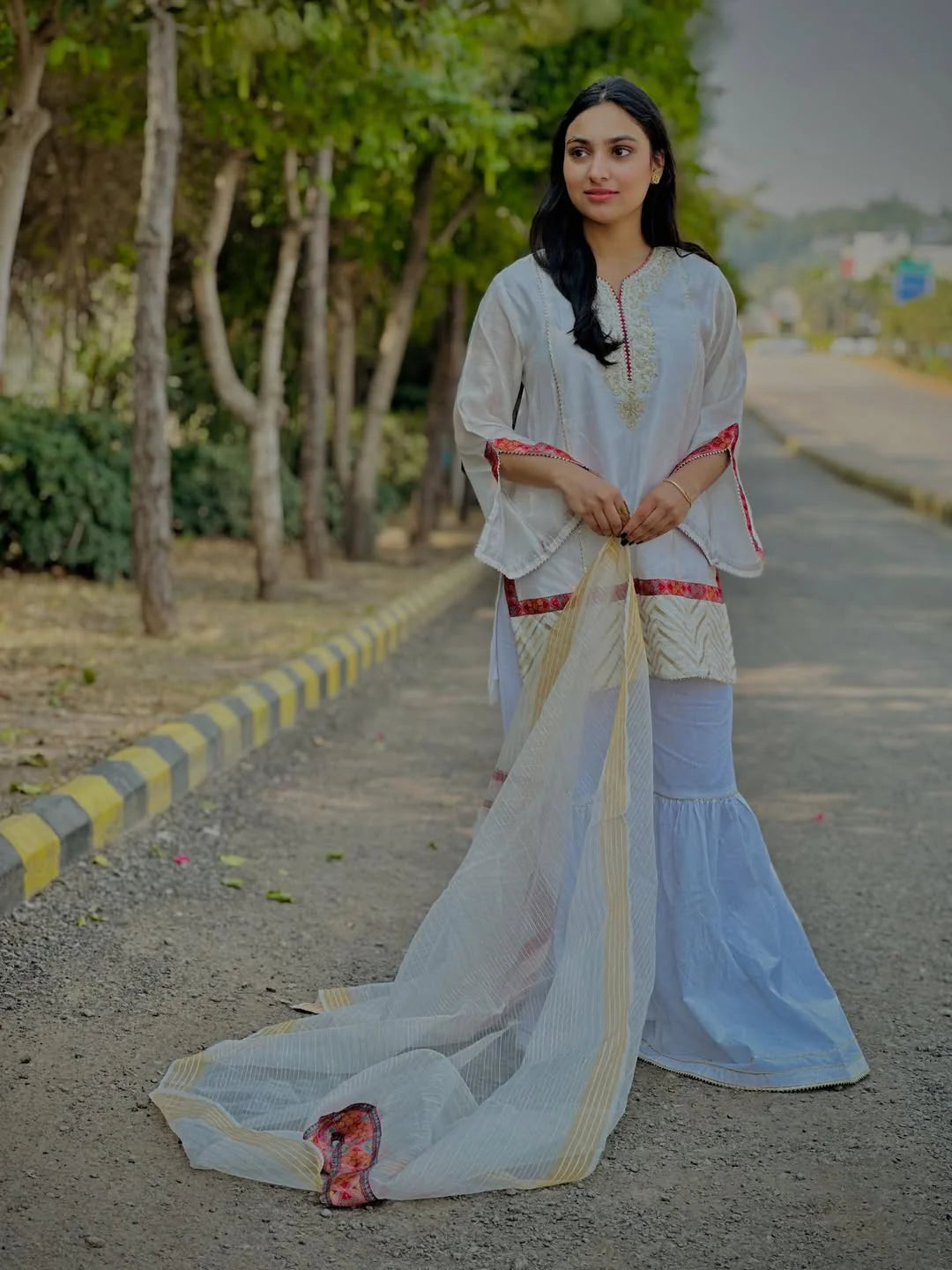 Elegant White Sharara Pants for Women