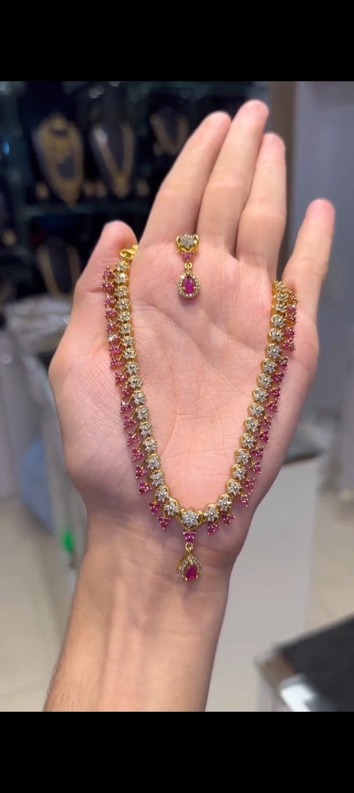 Diamond Designer Red Set - Aloro Jewels