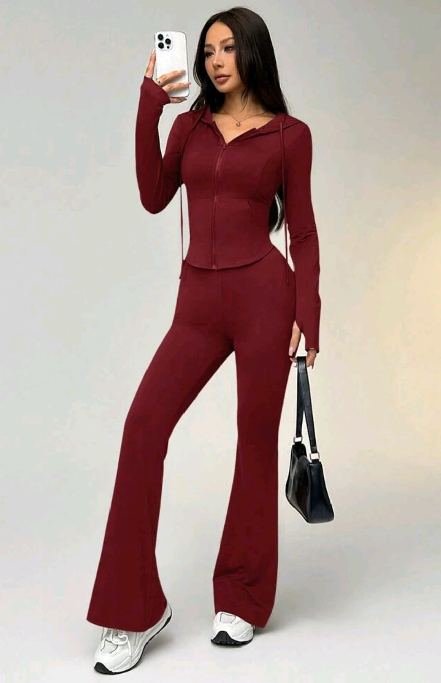 Long Sleeve Hoodie & Skinny Pants Activewear Set - Shahzahra