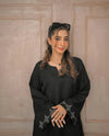 Smoky Black Embroidered Two Piece Dress