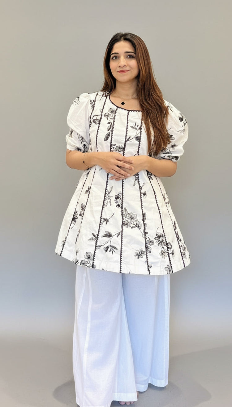 Women'S Cotton Printed Co-Ord Set With Dhaka Pants - Urban Cut