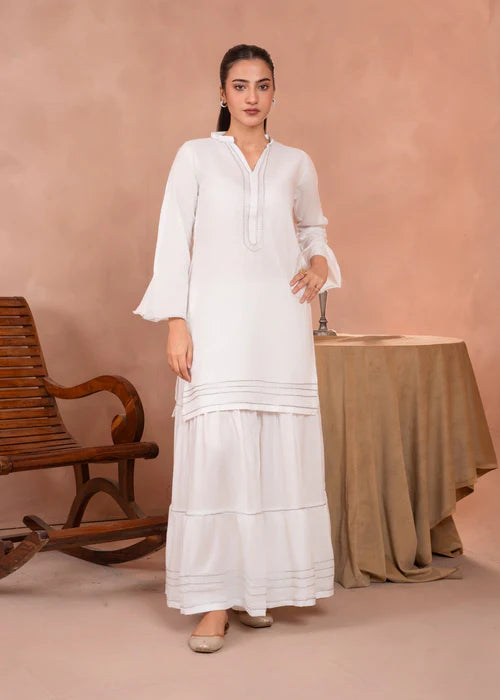 White short shirt with lehnga - Zeekstore