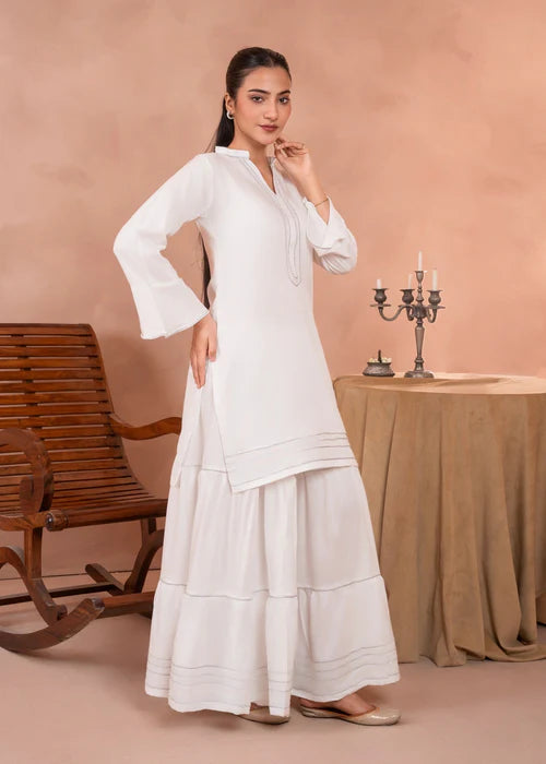 White short shirt with lehnga - Zeekstore