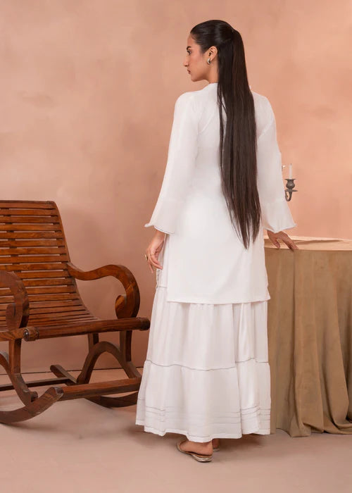 White short shirt with lehnga - Zeekstore