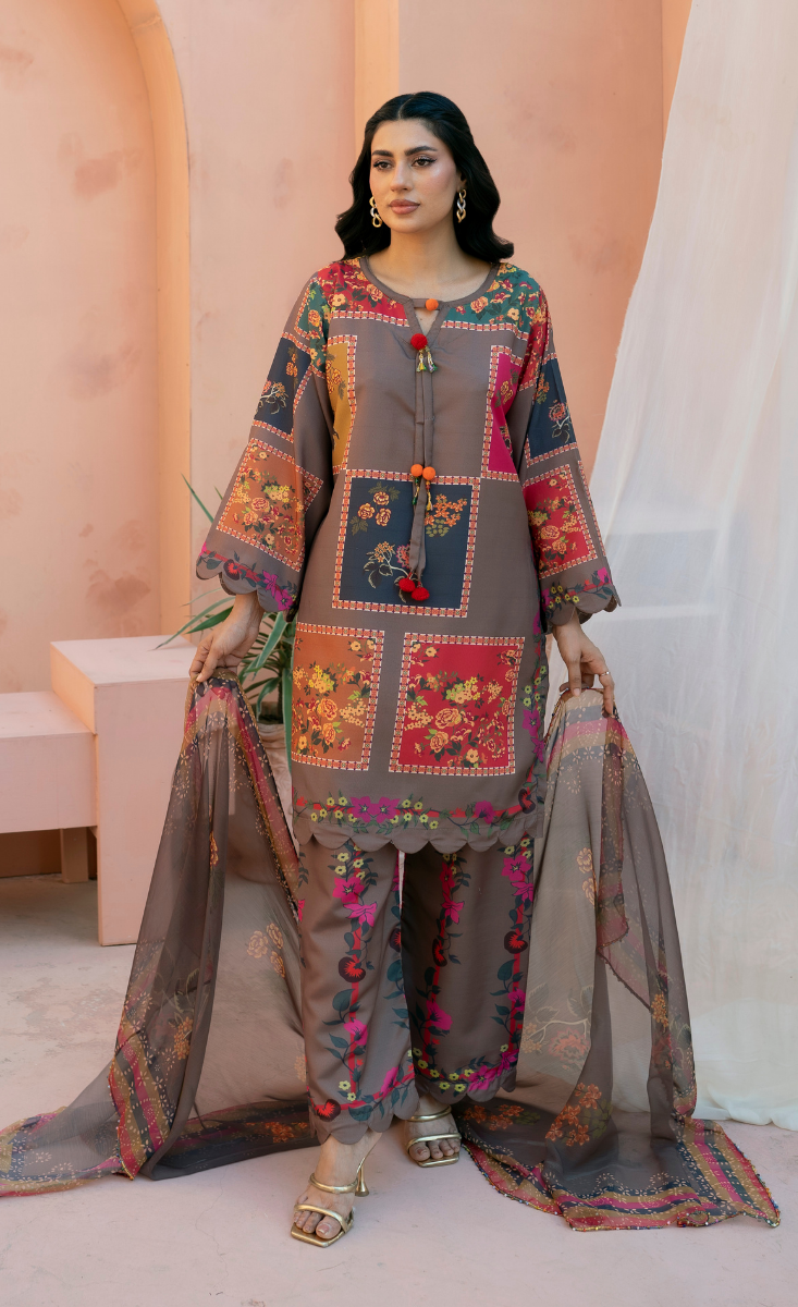 Noor-e-Hina - Stitched 3 Pcs - Kala Jora
