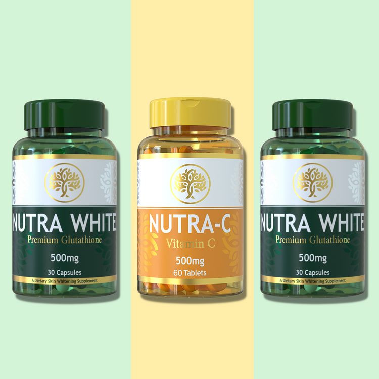 Nutrawhite Glutathione (60) + Nutra C Vitamin C (60) - 1 Month Dose - Nutrexlabs.com