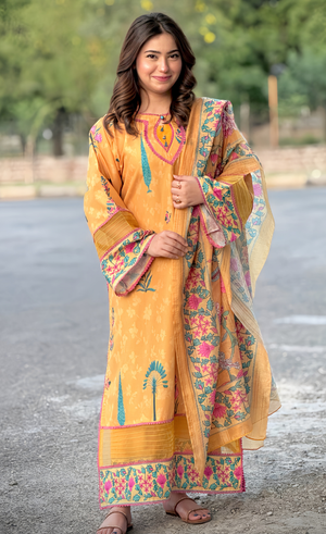 Zarqa Gul - Stitched 3 Pcs - Kala Jora