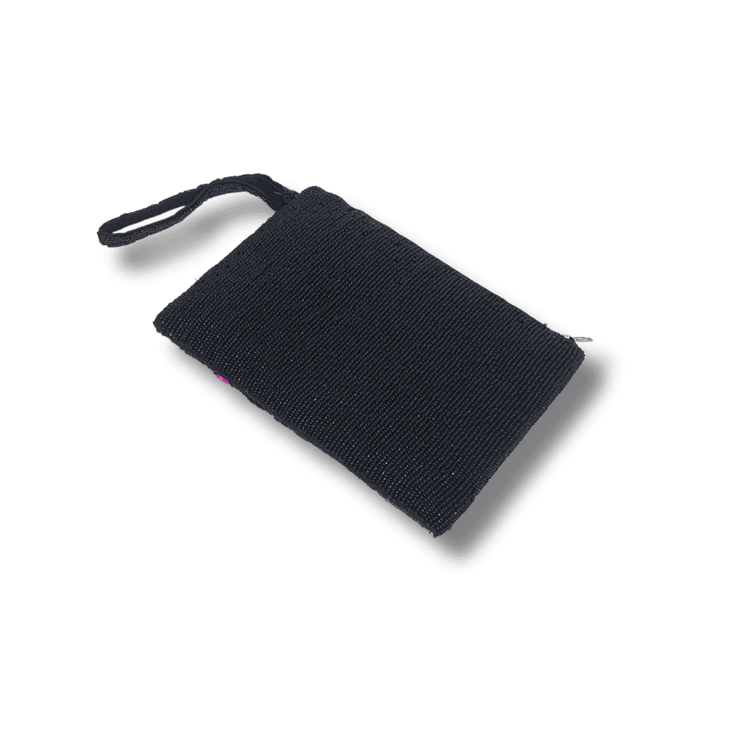 Black Floral Beaded Wallet - Lilaycs