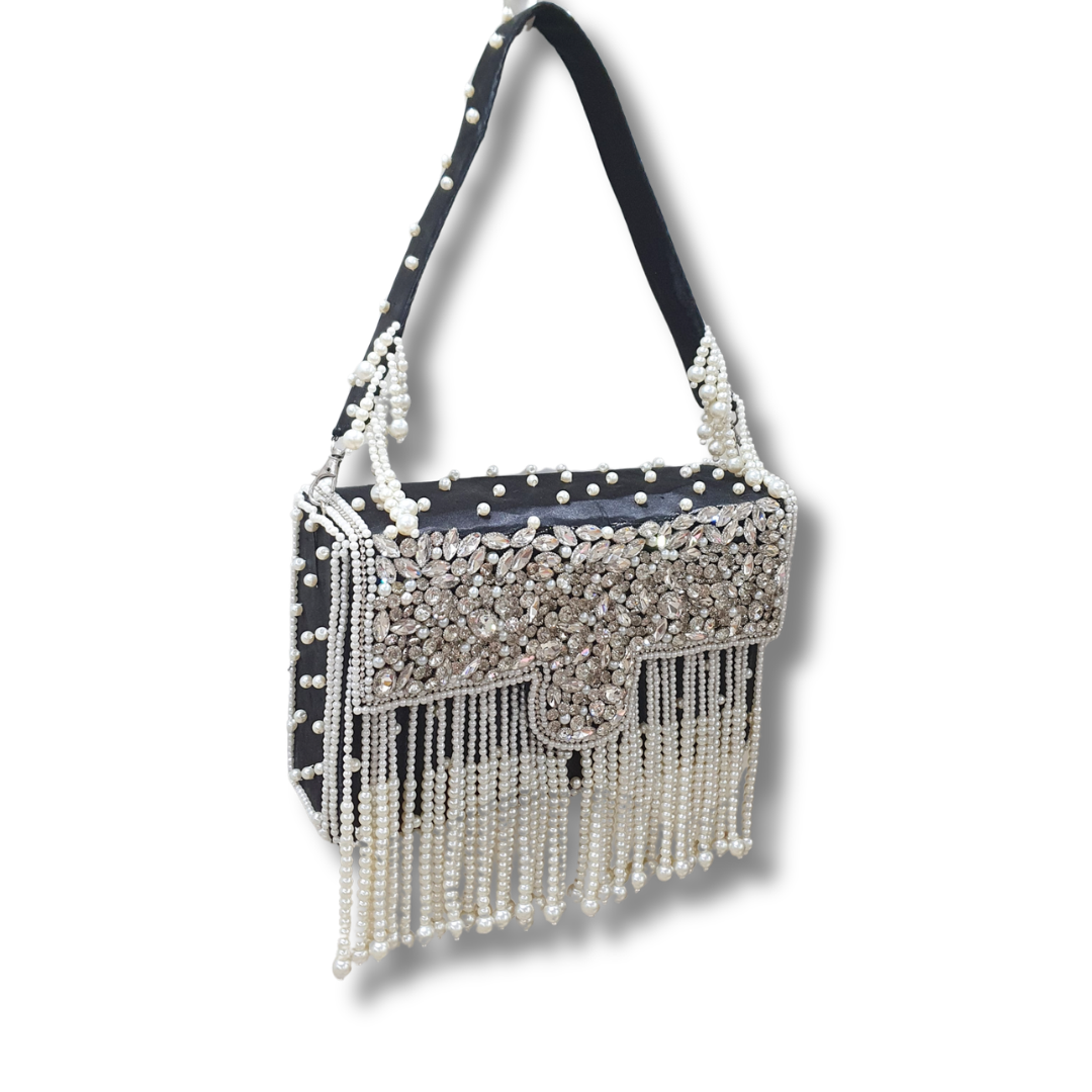 Black Crystal Pearl Bag - Lilaycs