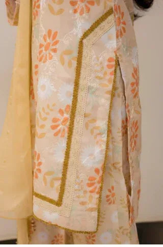 Cream Base Floral Cotton Silk - Shadeforteen