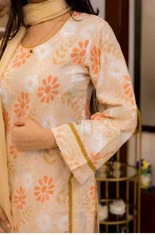 Cream Base Floral Cotton Silk - Shadeforteen