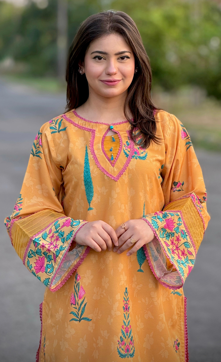 Zarqa Gul - Stitched 3 Pcs - Kala Jora