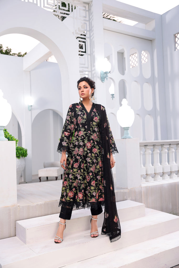 Karandi embroidered dress - unstitched 3-piece suit - Threads & Weaves