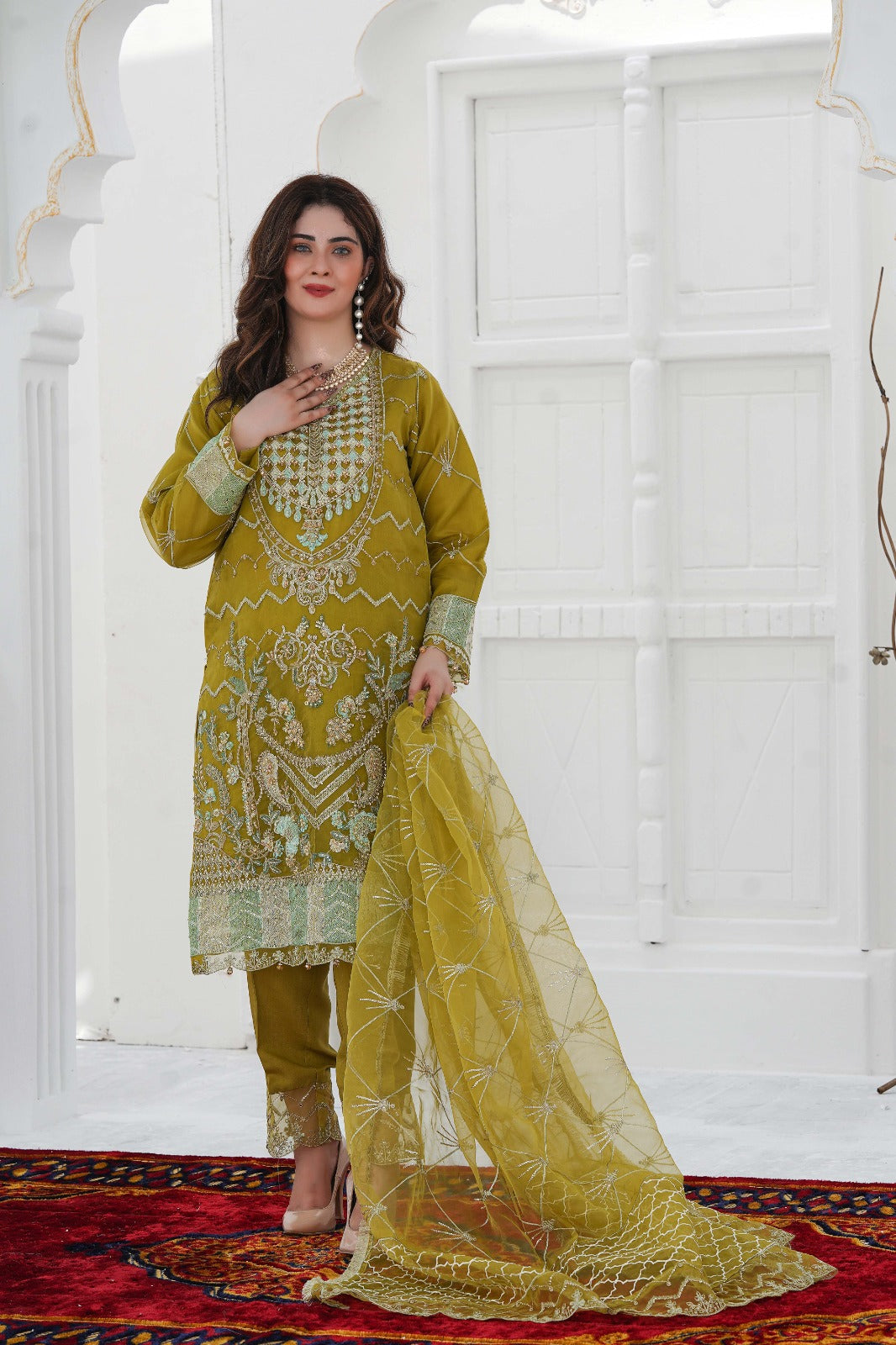 SUMMER SNOW – Festive Kurta set & Painted Organza Dupatta | Sundar Stitch