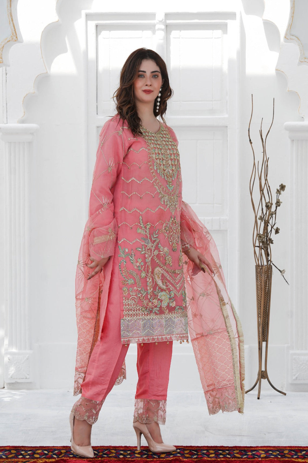 PINK ROSE – Embroidered Pink Kurta Set | Sundar Stitch