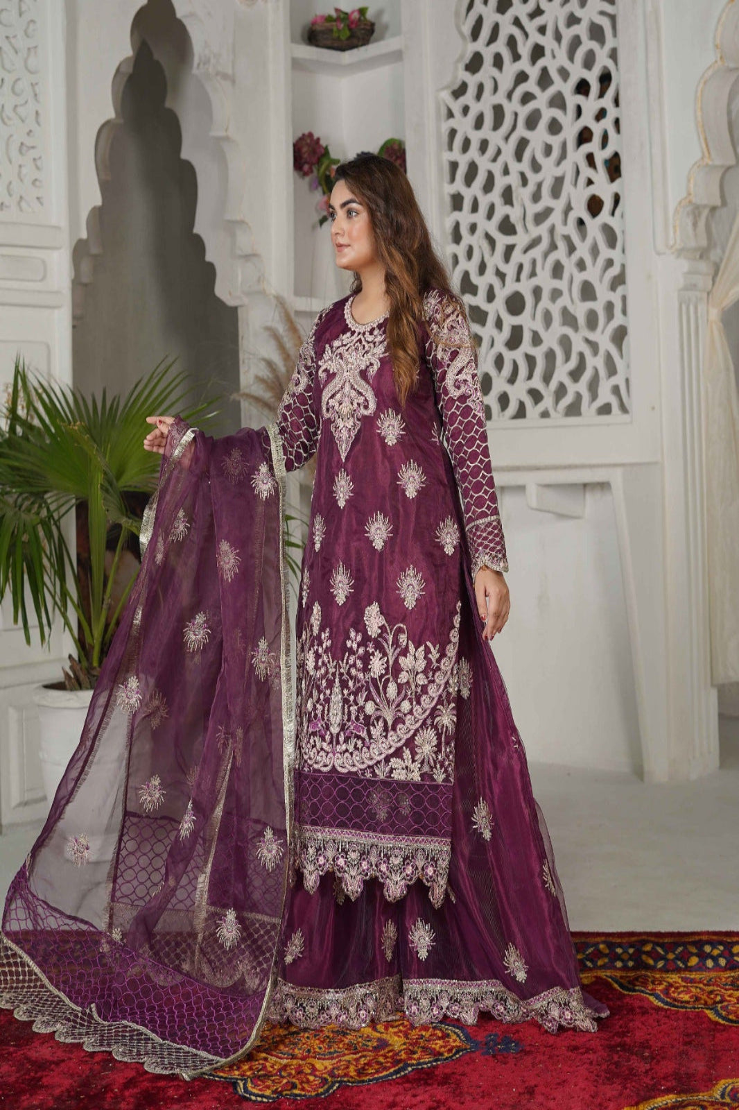 Pearled Perfection – Magenta Color Dress | Luxury Formal Dresses by Sundar Stitch