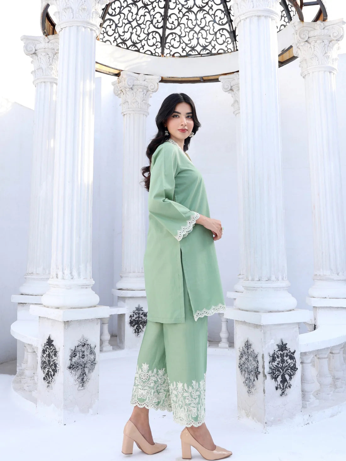 Mint Scallop - Premium Cotton - Jaanib