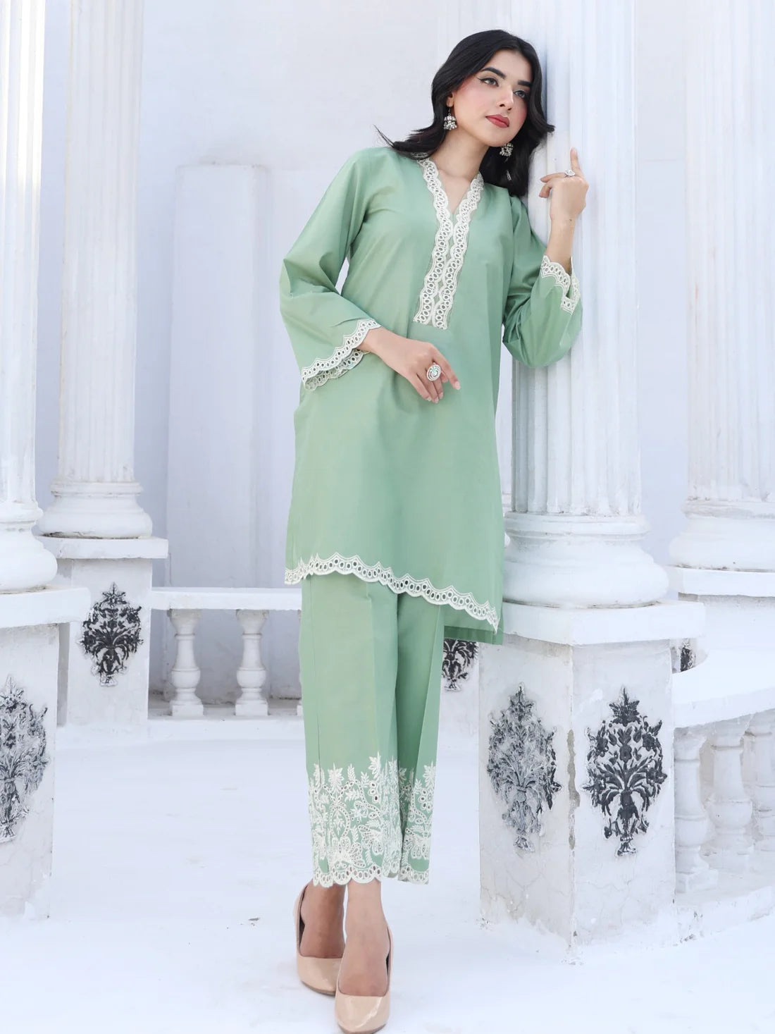 Mint Scallop - Premium Cotton - Jaanib