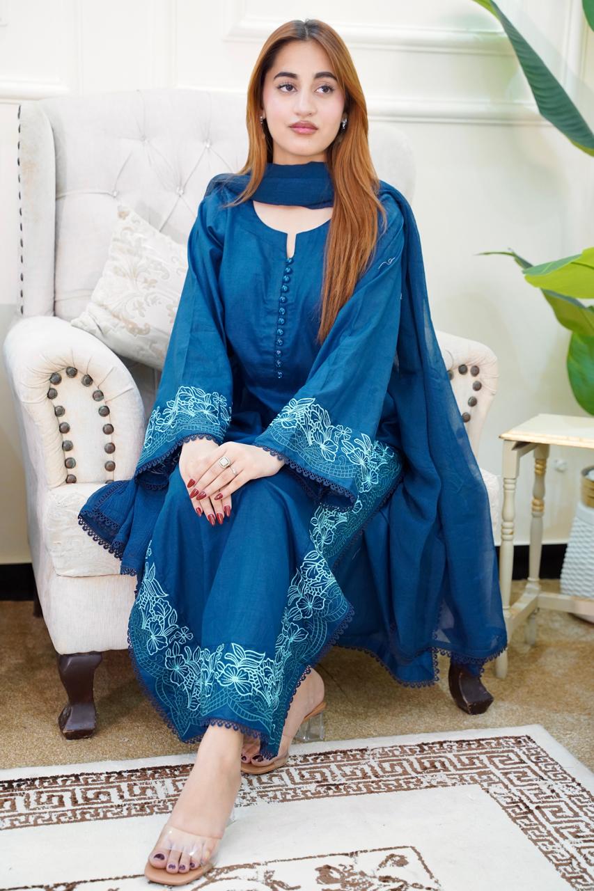 03-Piece Embroided Lawn Cotton | Stitched - Aira by Ayesha Ghaffar