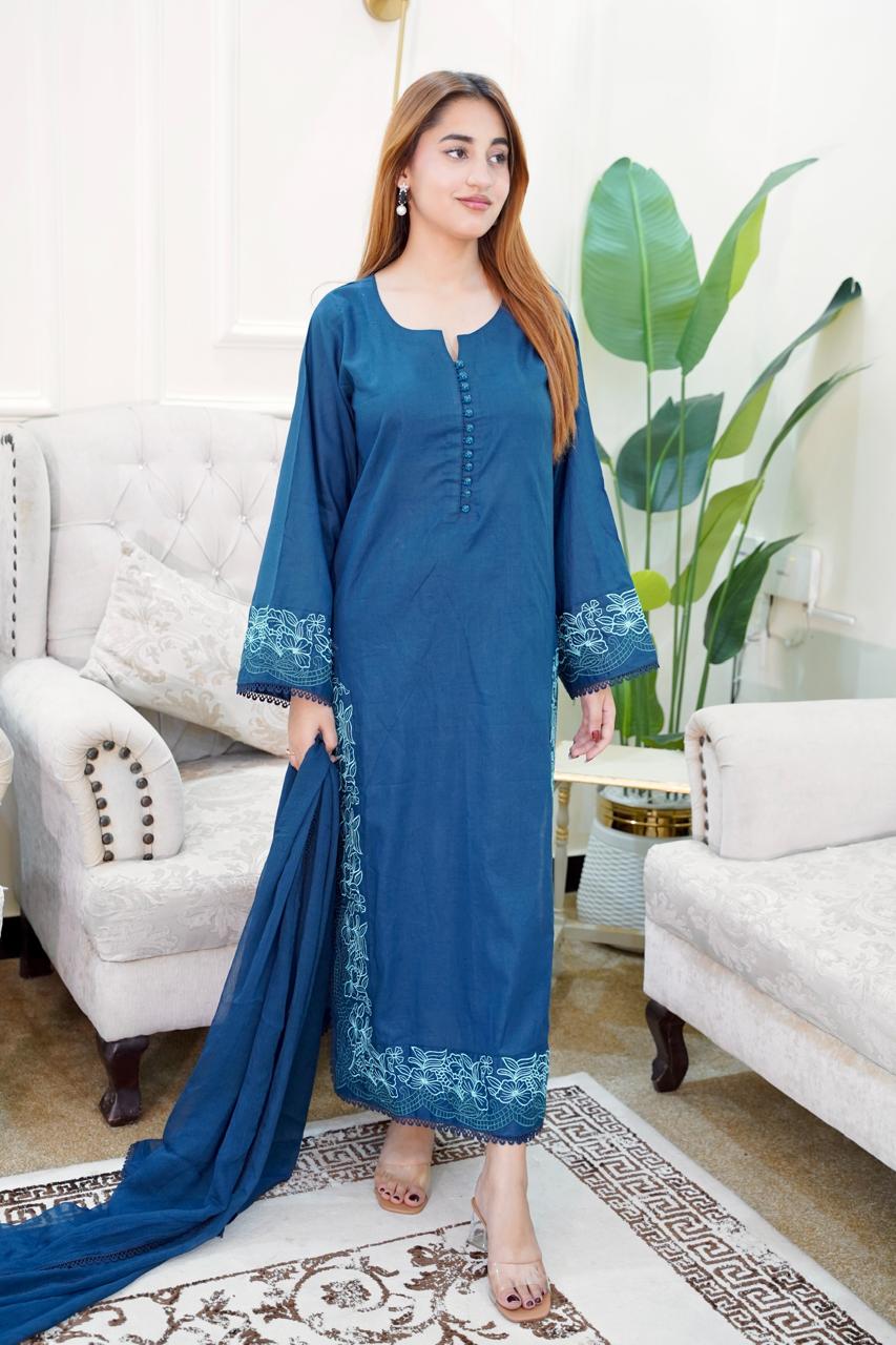 03-Piece Embroided Lawn Cotton | Stitched - Aira by Ayesha Ghaffar