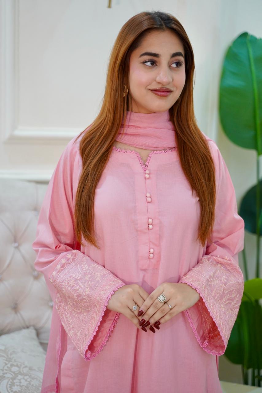 03-Piece Embroided Lawn Cotton | Stitched - Aira by Ayesha Ghaffar