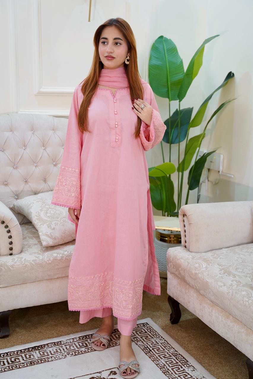 03-Piece Embroided Lawn Cotton | Stitched - Aira by Ayesha Ghaffar